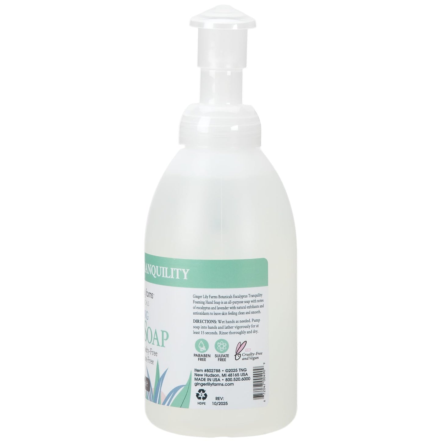 Ginger Lily Farms Botanicals All-Purpose Foaming Hand Soap Refill, 100% Vegan & Cruelty-Free, Eucalyptus Tranquility Scent, 20 Fl Oz (Pack of 8)