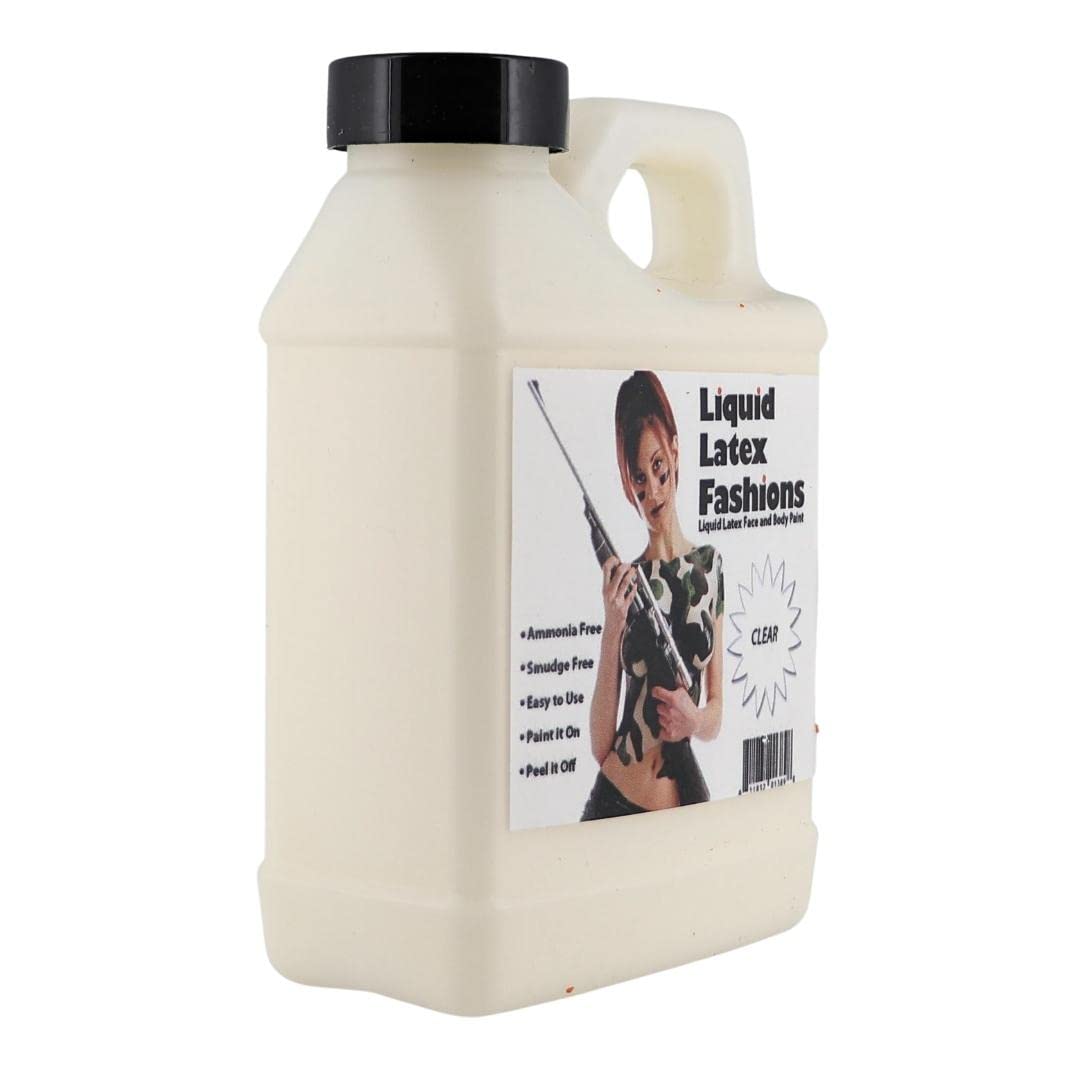 Clear 8 Oz - Liquid Latex Body Paint, Ammonia Free No Odor, Easy On and Off, Cosplay Makeup, Creates Professional Monster, Zombie Arts