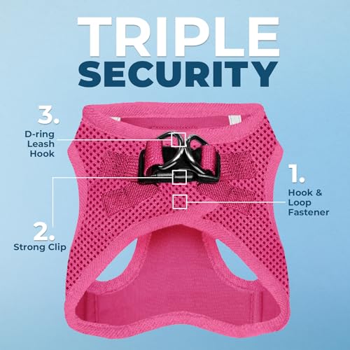 Best Pet Supplies Voyager Step-in Air Dog Harness - All Weather Mesh, Reflective No-Pull for Small/Medium Dogs & Cats - Secure Buckle, D-Rings - Fuchsia S