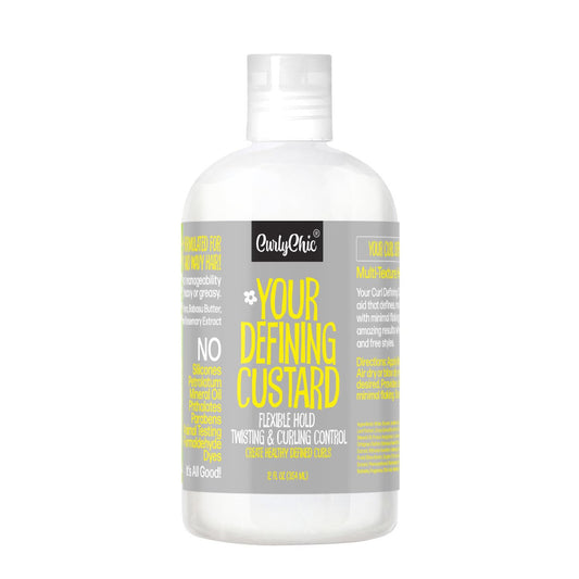 CurlyChic Your Defining Custard - Curl Defining & Moisturizing Styling Cream for Curly, Kinky, Coily, Wavy, & Frizzy Hair - Long-Lasting Hold