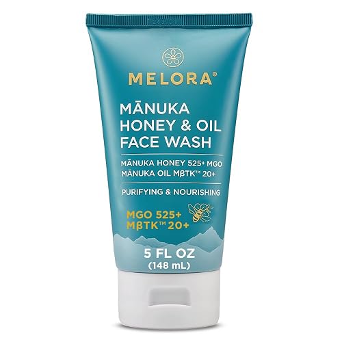 MELORA Manuka Honey Face Wash (5 Oz), Daily Skin Care Facial Cleanser & Makeup Remover with Manuka Honey & Oil for Dry or Sensitive Skin - Anti-Aging