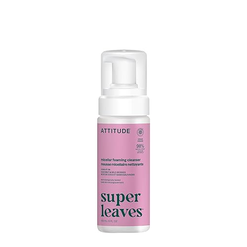ATTITUDE Micellar Foaming Facial Cleanser, EWG Verified, Dermatologically Tested, Plant and Mineral-Based, Vegan, Coconut & Wildberries Scent, 5 Fl Oz
