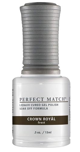 LeChat - Perfect Match Gel Polish - Crown Royal - Dark Golden Brown with Frost Finish and Fine Gold Glitter - (0.5 Ounce) - Easy Application - Soak Beauty & Personal Care LECHAT