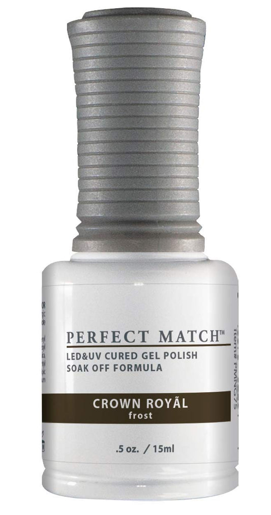 LeChat - Perfect Match Gel Polish - Crown Royal - Dark Golden Brown with Frost Finish and Fine Gold Glitter - (0.5 Ounce) - Easy Application - Soak Beauty & Personal Care LECHAT