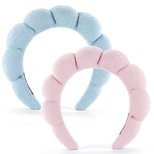 Ztomine Spa Headbands for Face Washing, Facials, Masks & Skin Treatments, Set of 2, 100% Cotton Terry Cloth, Plush Soft Absorbent Headband, Pink Beauty and Personal Care Ztomine Default Title