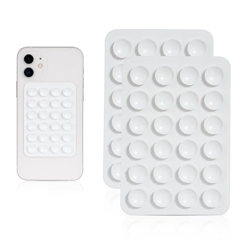 MYHOGOOD 2 Pcs Silicone Suction Phone Case, Non Slip Phone Suction Pad with 24 Suction Cups, White Suction Phone Holder Hands-Free Sticky Phone Grip…