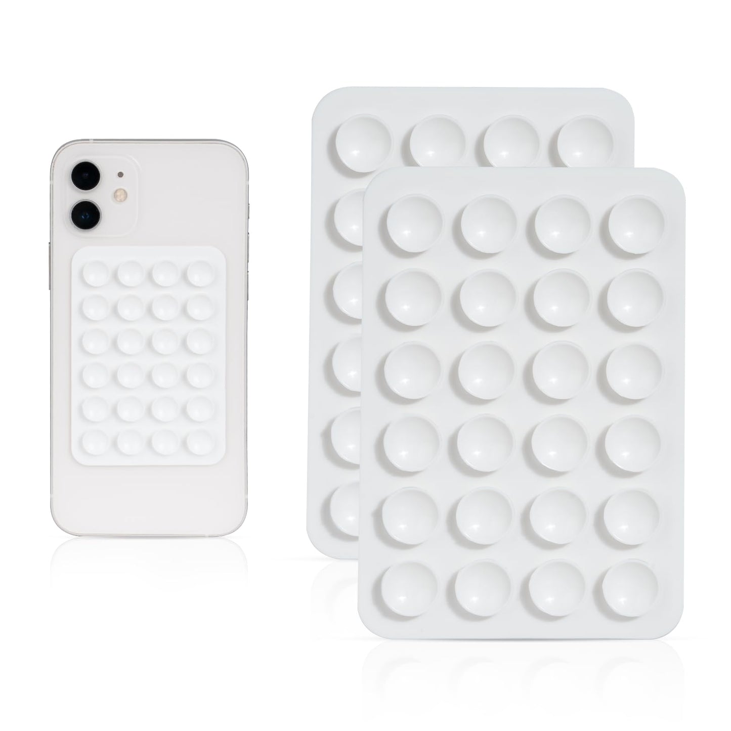MYHOGOOD 2 Pcs Silicone Suction Phone Case, Non Slip Phone Suction Pad with 24 Suction Cups, White Suction Phone Holder Hands-Free Sticky Phone Grip…