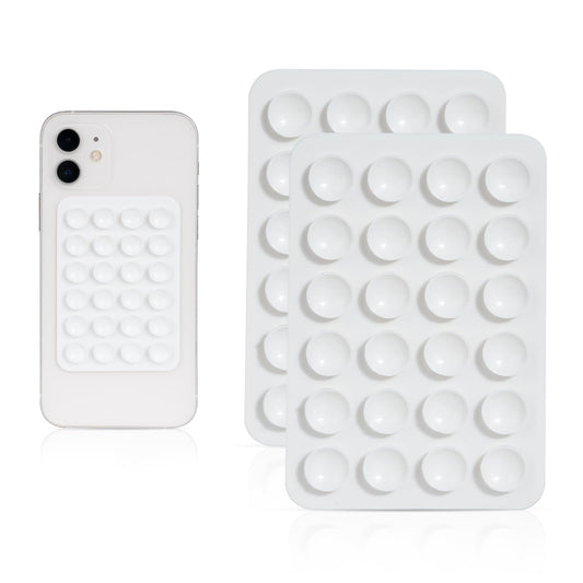 MYHOGOOD 2 Pcs Silicone Suction Phone Case, Non Slip Phone Suction Pad with 24 Suction Cups, White Suction Phone Holder Hands-Free Sticky Phone Grip…