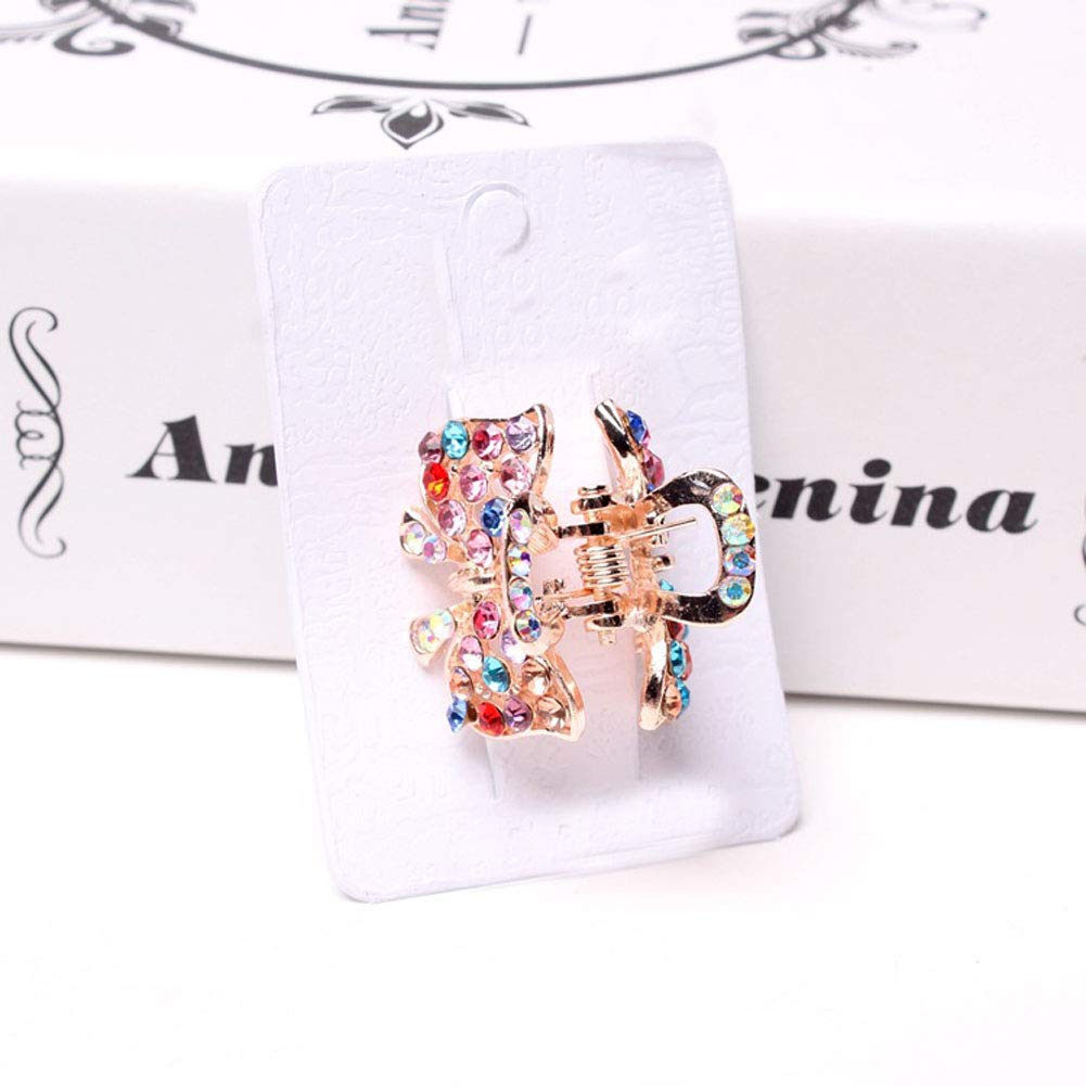 6PCS Fashion Crystal Metal Jaw Claw Hair Clip Vintage Small Rhinestone Hair Claws Hairpins Hair Claw Barrettes for Women (NO 1)