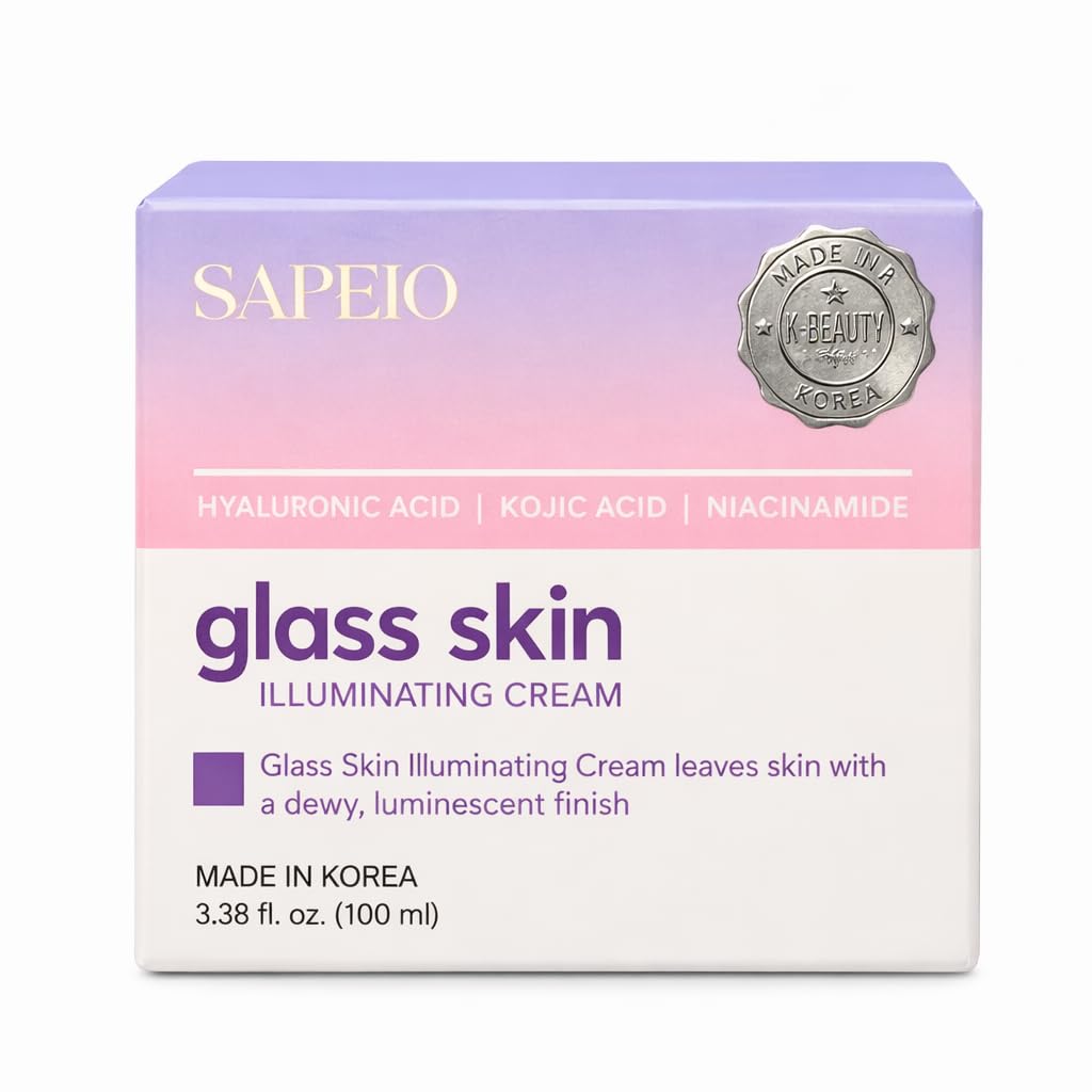 Sapeio Glass Skin Illuminating Cream with Hyaluronic Acid, Kojic Acid and Niacinamide, Dewy Luminescent Finish, 3.38 fl. oz.
