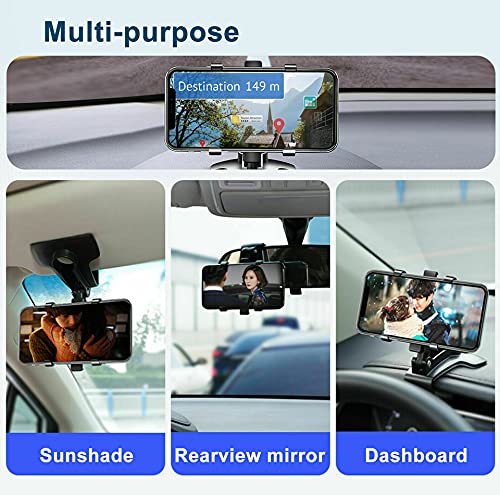 winvin Universal 360 Degree Rotation Car Rear View Mirror Mount Stand Holder Cradle Clip Dashboard Sun Visor Clip