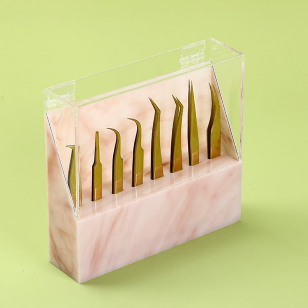 Dust-proof Tweezers Holder Lash Extension Supply Stand Holder, 8 Holes Tweezers Storage Holder for Eyelash Extensions Supplies Acrylic Display Stand