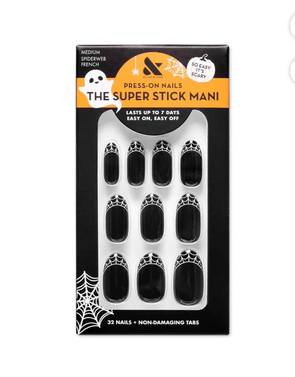 Olive & June Super Stick Mani Press-On Nails | Medium Oval |No Glue Needed | 32 Tab Nails, 16 Sizes, Last Up To 7 Days| Non-Toxic, Easy On-Off Beauty & Personal Care Olive & June