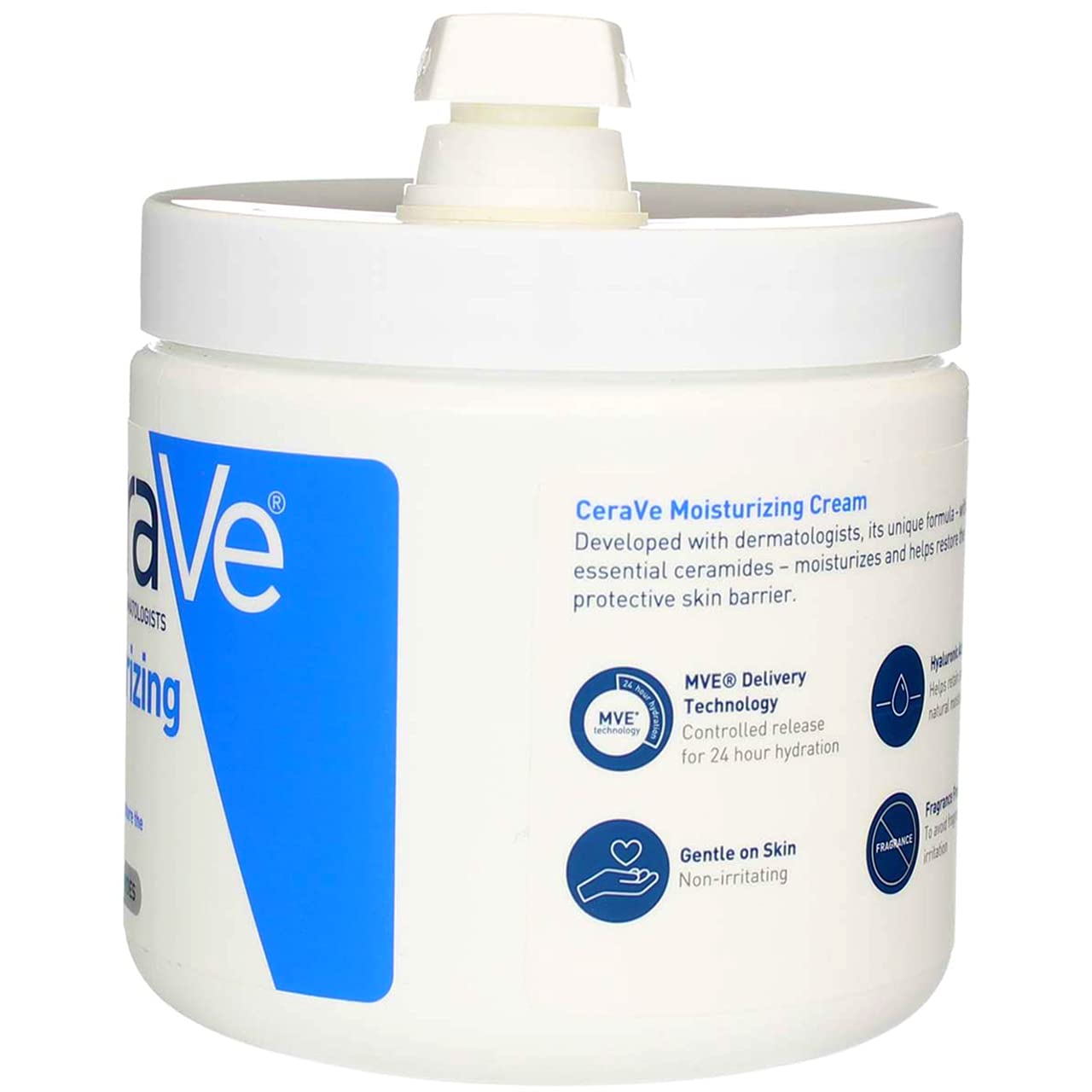 CeraVe Moisturizing Cream | 16 Ounce with Pump | Daily Face and Body Moisturizer for Dry Skin (Pack of 2)