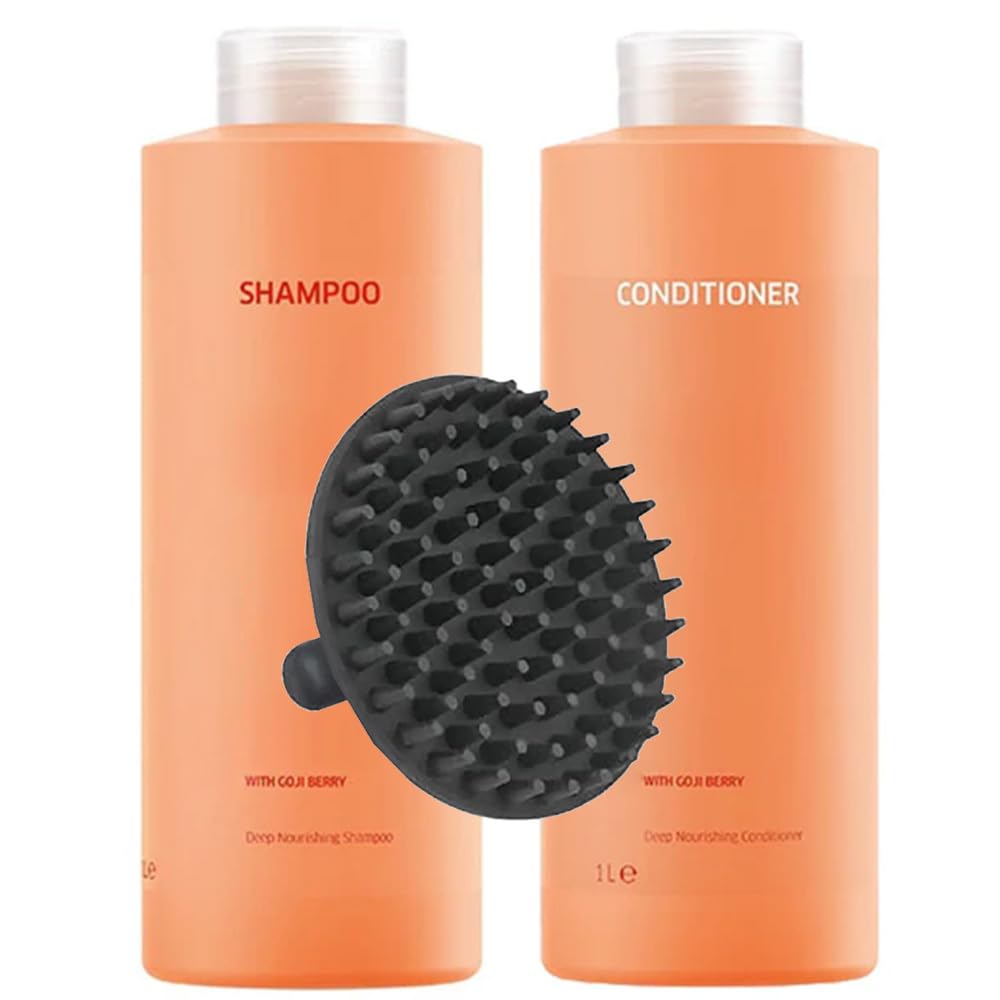 Invigo Nutri-Enrich Shampoo & Conditioner 1 Liter Duo Set + M Hair Designs Scalp Brush - Nourishing, Moisturizing, Sulfate-Free Hair Care for Dry