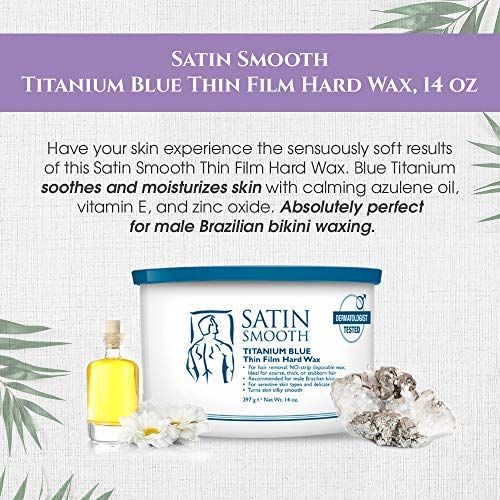 Satin Smooth Titanium Blue Thin Film Hard Hair Removal Wax 14oz. (Pack of 2) Beauty and Personal Care SATIN SMOOTH