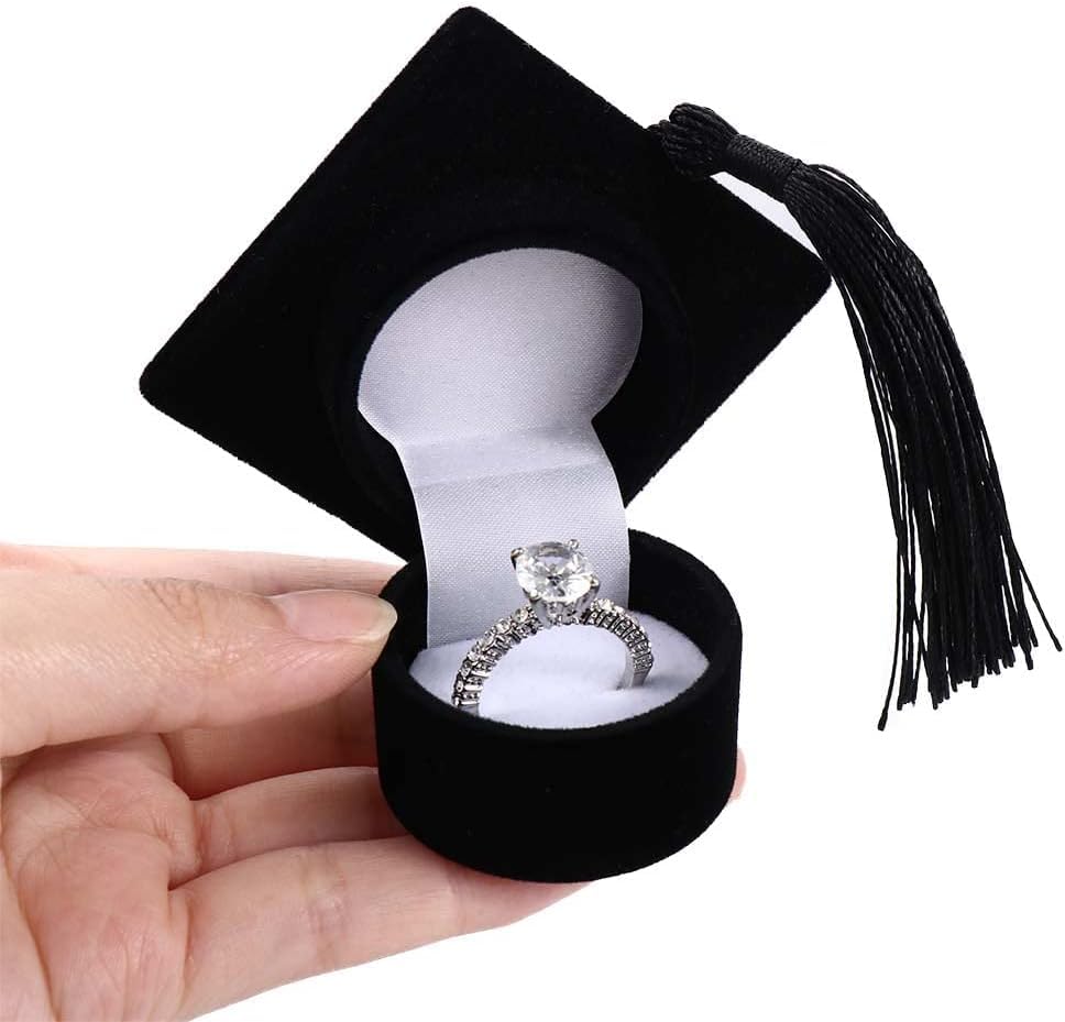 Tangseajiao 1 Pc Black Classic Graduation Ring Box - Graduation Cap Black Ring Box,Ring Storage