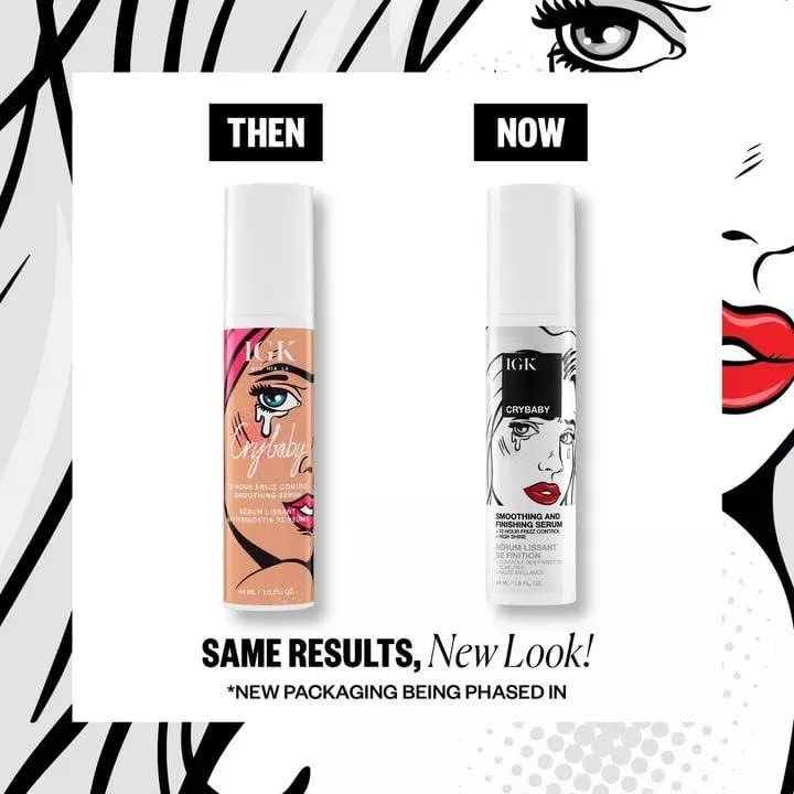 IGK CRYBABY Smoothing & Finishing Serum | High Shine + Frizz Control + Lightweight | Vegan + Cruelty Free | 1.5 Oz