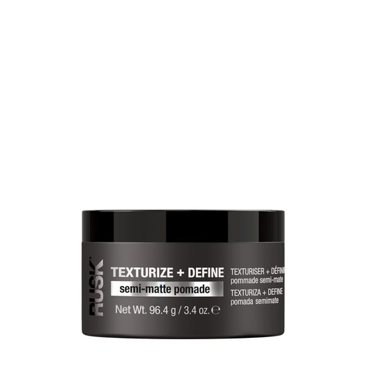 RUSK Semi-Matte Pomade, Texturize + Define, Creates Definition and Texture, Lightweight, Fights Humidity, 3.4 oz