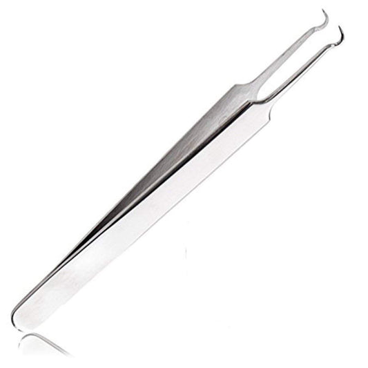 BEUKING Acne Blemish Blackhead Comedone Stainless Steel Nipper Blemish Extractor Tool for Remove Blackhead Acne Whitehead Pimple Bend Curved Tweezers