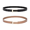 gingokuo Womens Genuine Leather Belt for Jeans Pants Ladies Casual Skinny Waist Dresses Belt BlackKhaki 30