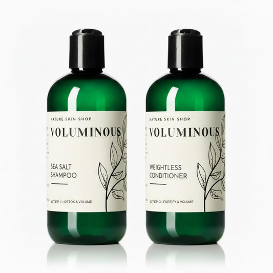 Nature Skin Shop Voluminous Sea Salt Shampoo and Conditioner Set, Clarifying for Soft or Hard Water, Removes Buildup from Fine, Oily & Flat Hair