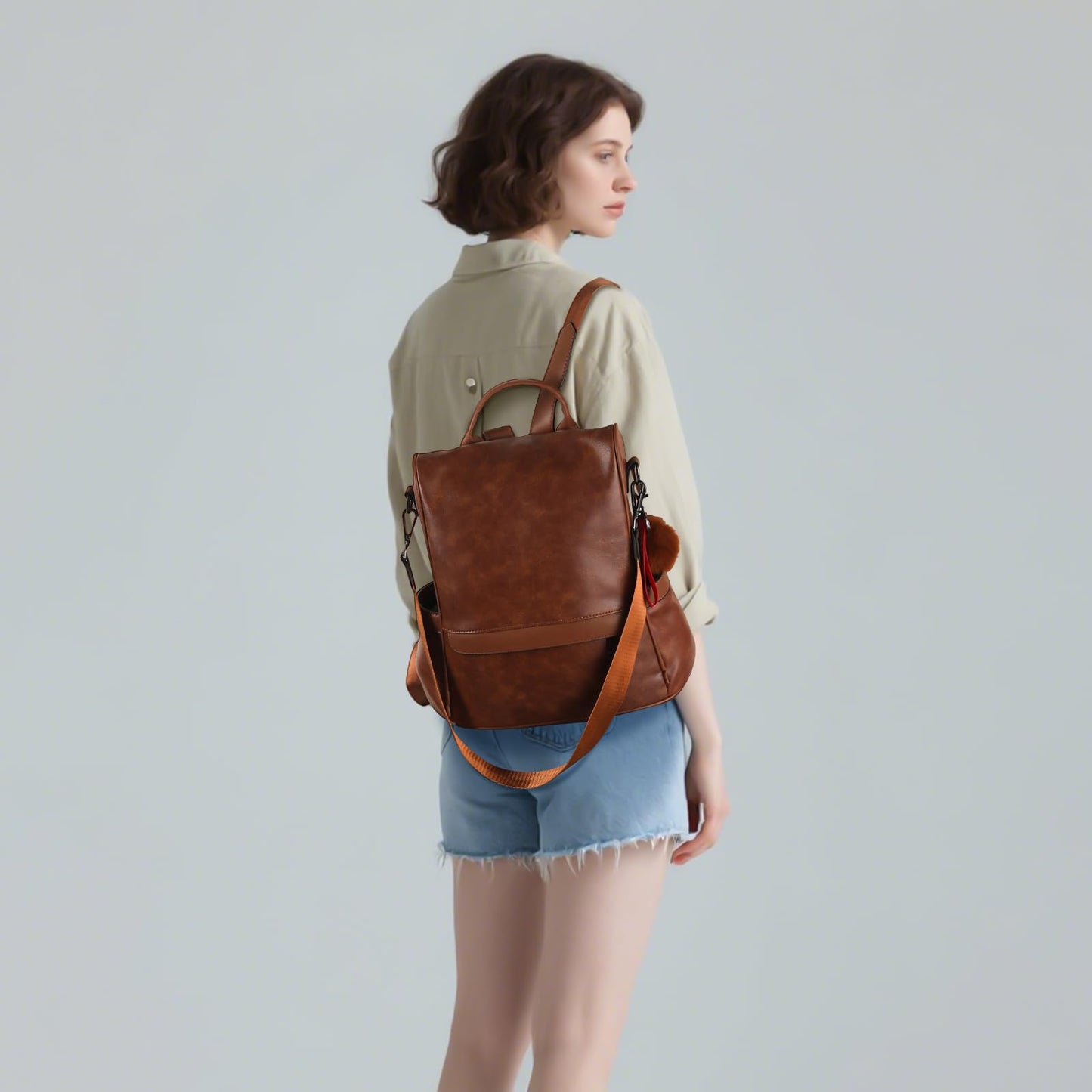 CHERUTY Women Backpack Purse PU Leather Anti-theft Casual Shoulder Bag Fashion Ladies Satchel Bags