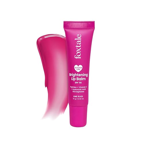 Foxtale SPF 30 Brightening Lip Balm for Dark Lips with Peptides & Vitamin C | Brightens | Hydrates | Tinted Lip Balm - Pink Glaze 12gm