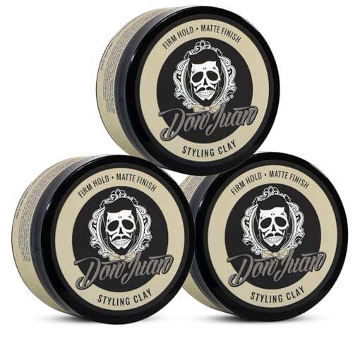 Don Juan Handcrafted Styling Clay Pomade | Medium Hold | Matte Natural Finish | Water Based | Summer Breeze Scent, 4oz Pack of 3