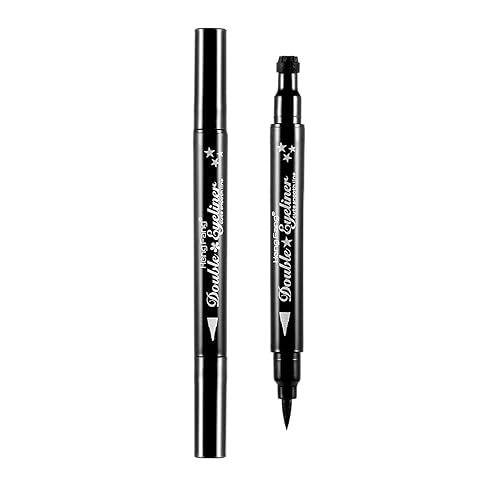 Pinkiou 2 in 1 Double-headed Liquid Eyeliner Pen Stamp Super Slim Gel Felt Tip High Pigment Black Waterproof Smudgeproof Long Lasting Tattoo Makeup…