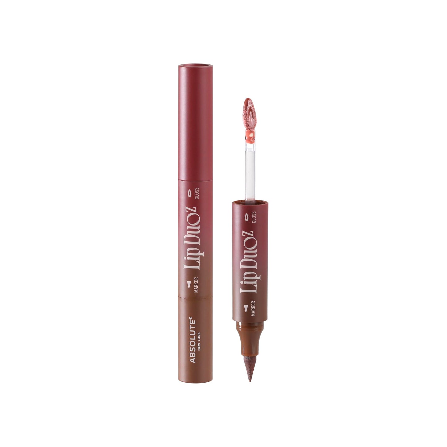 Absolute New York Lip DuoZ, 2 in 1 Lip Marker and Lip Gloss, High Shine, Water Resistant, Smudge Proof, Precision Felt Tip (Espresso Lip-Tini)