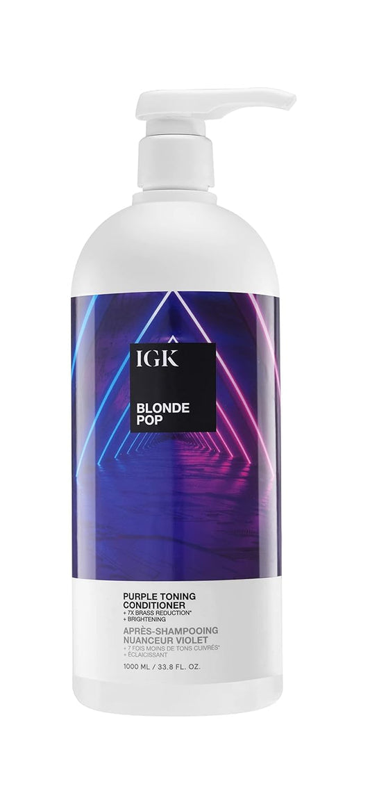 IGK BLONDE POP Purple Toning Conditioner | Hydrates, Brightens + Neutralizes Brass for Blonde & Highlighted Hair | Vegan + Cruelty Free | 33.8oz Beauty & Personal Care IGK