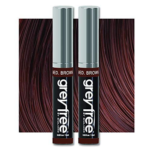 Greyfree Hair Mascara Root Touch-Up for Gray Hair | Precision Hairline Concealer for Brows & Beard | 2 Pack (MEDIUM BROWN)
