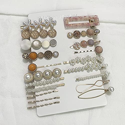 Mehayi 20 PCS Pearls Hair Clips Fashion Korean Style Acrylic ResinHairpins / Barrettes for Women and Ladies Girls Headwear Styling Tools Hair