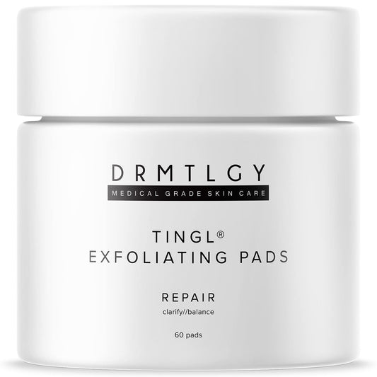 DRMTLGY Tingl Exfoliating Face & Body Pads - Glycolic, Lactic & Salicylic Acid for Acne, Pores, Blackheads & Wrinkles - AHA BHA Toner Pads for Oily Beauty & Personal Care DRMTLGY