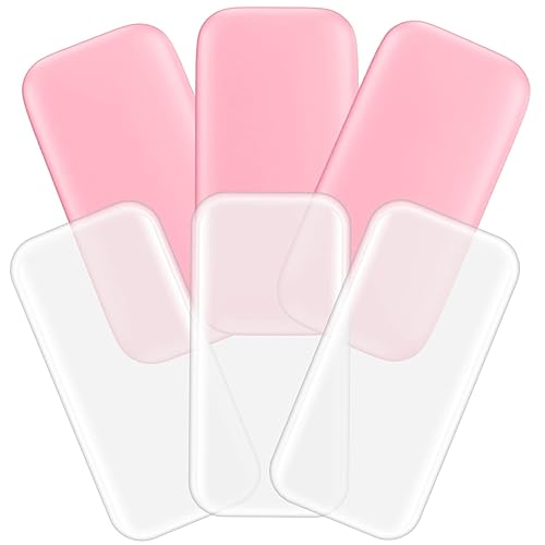 YEAJOIN 6PCS Silicone False Eyelash Holder Pads for Eyelash Extensions Loose Lash, Reusable Eyelash Extensions Tools, Transparent and Pink