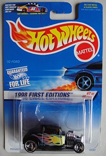 Hot Wheels 1998 FIRST EDITIONS BLACK/YELLOW FLAMES '32 FORD 7 of 48