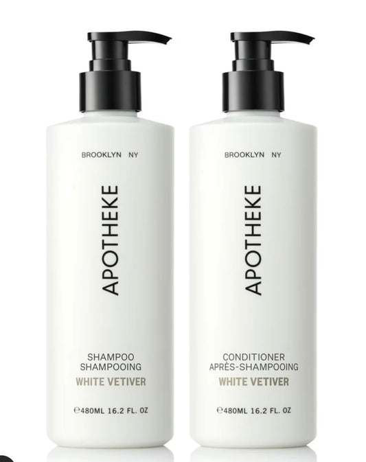 Fuzzion Apothekae White Vetiver Plant Based Shampoo and Conditioner Set - 16.2 Fluid Ounces Each