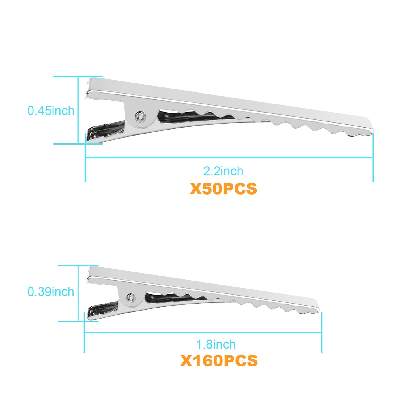 Alligator Hair Clips, 210 PCS Single Prong Metal Clips for Hair Bows and Crafts - Silver Flat Gator Clips in Bulk DIY Supplies for Accessory Making