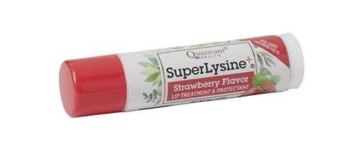 Quantum Health SuperLysine+ Lip Sunscreen Coldstick|Strawberry|Herbal Lip Balm|Soothes, Moisturizes, and Protects Lips from the Sun|SPF 21|0.17 Ounce