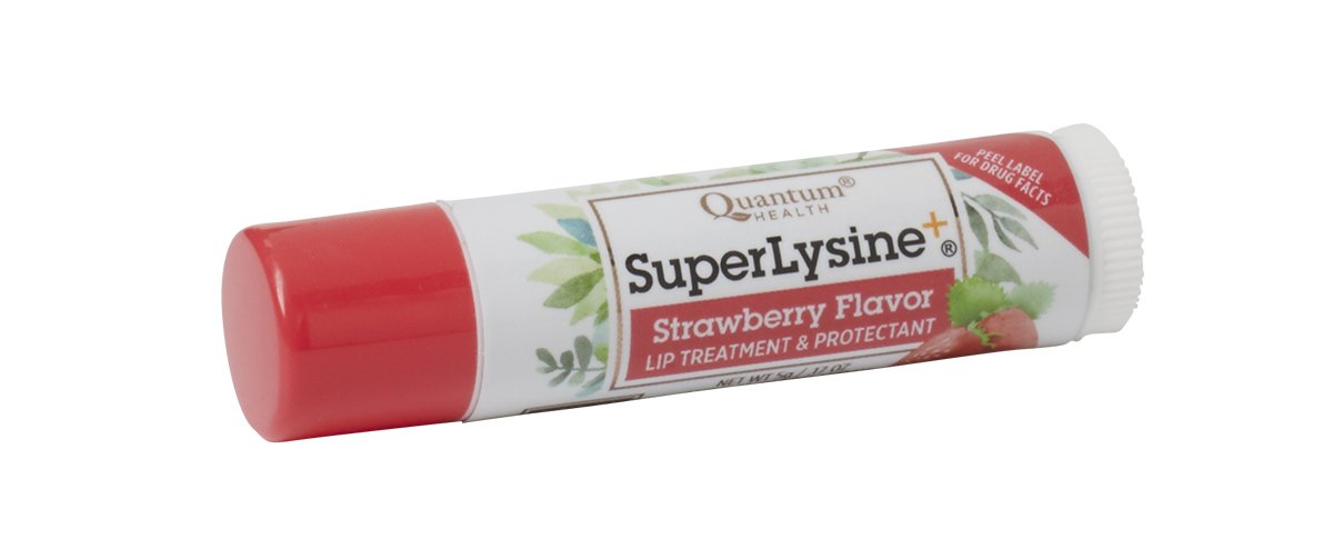 Quantum Health SuperLysine+ Lip Sunscreen Coldstick|Strawberry|Herbal Lip Balm|Soothes, Moisturizes, and Protects Lips from the Sun|SPF 21|0.17 Ounce