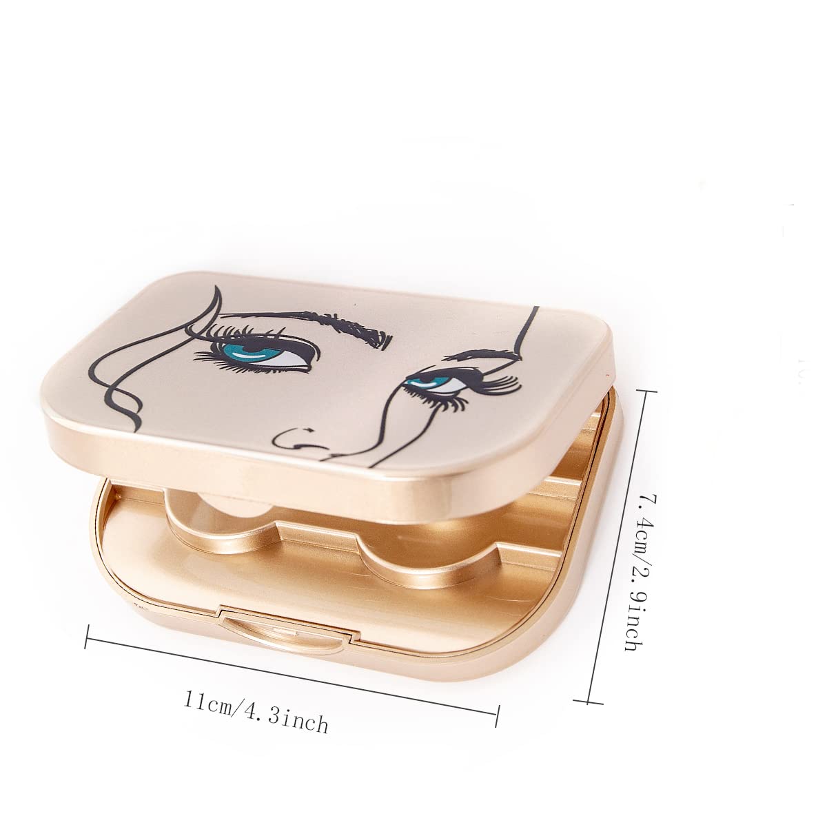 JYHi False Eyelash Storage Case with Mirror Lash Organizer Holder Box Empty Makeup Cosmetic Travel Case and Eyelash Tweezers Lash Container (Gold)