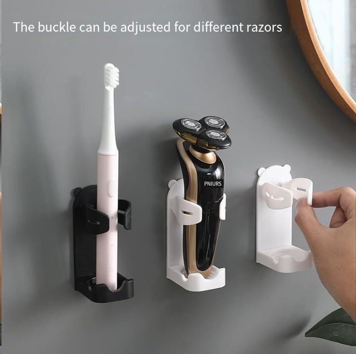 ZWJFDGQM Wall Mount Electric Shaver Holder, Adjustable Bathroom Organizer with Drainage Hole (Black)(Black) Beauty and Personal Care ZWJFDGQM