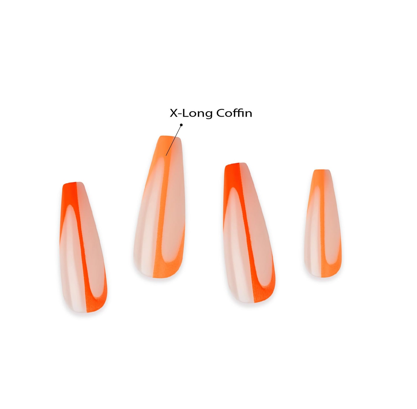Goldfinger Trendy False Nails Kit, X-Long Coffin Design Nail, Minimal Tropical Orange & Yellow Print, Ready to Wear Gel & Manicure Stick Included Beauty & Personal Care Goldfinger