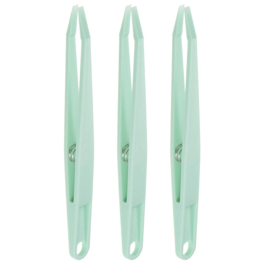 HARFINGTON 3pcs Sticker Tweezers for Crafting 4.53" Flat Tip with Spring Plastic Tweezers Craft Tweezers for Stickers, Scrapbooking, Eyelash Beauty and Personal Care HARFINGTON