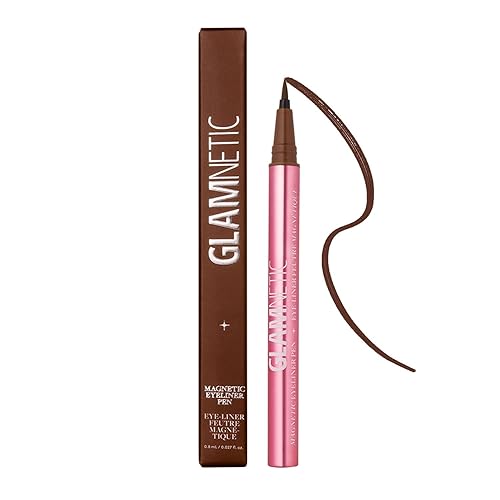 Glamnetic Felt Tip Magnetic Eyeliner Pen - Brown 0.025 fl oz | Brown Smudgeproof & Waterproof Eyeliner Pen, All-Day Hold for Magnetic Eyelashes