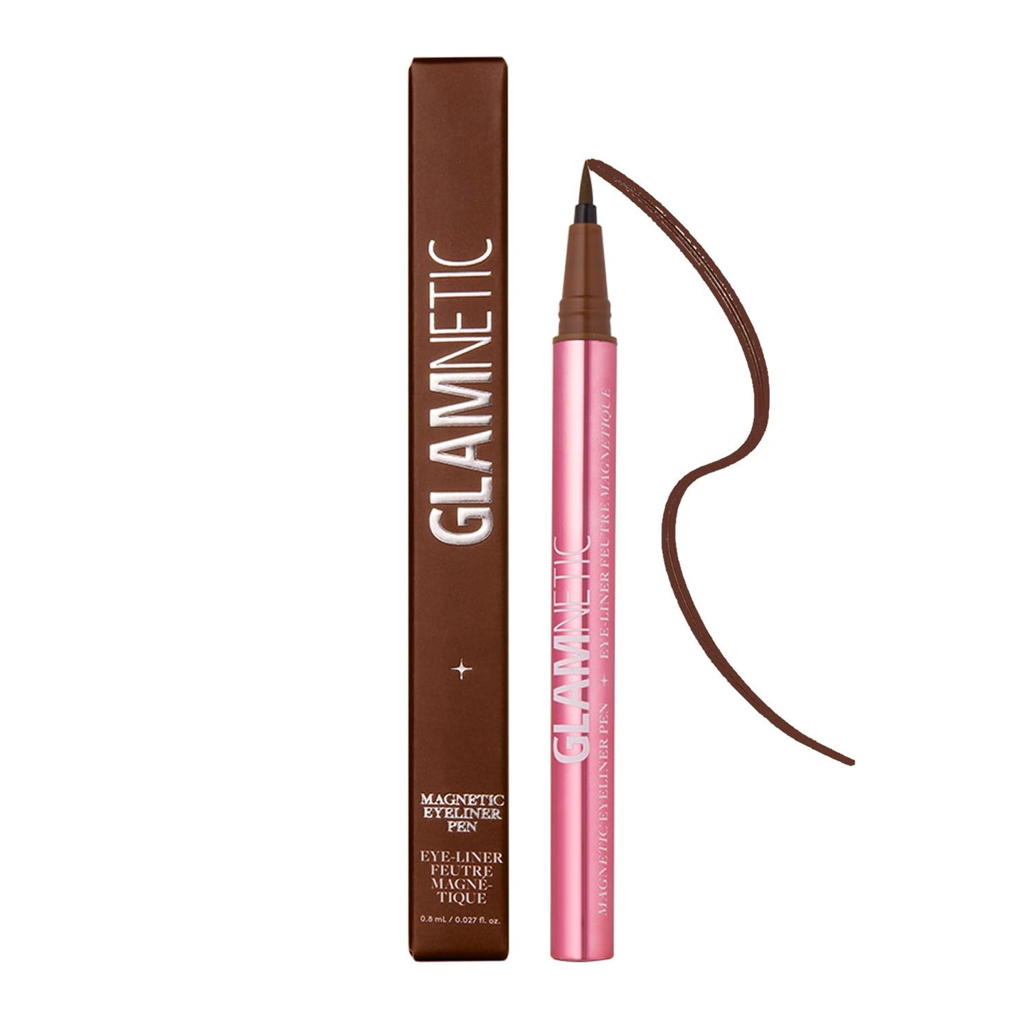Glamnetic Felt Tip Magnetic Eyeliner Pen - Brown 0.025 fl oz | Brown Smudgeproof & Waterproof Eyeliner Pen, All-Day Hold for Magnetic Eyelashes