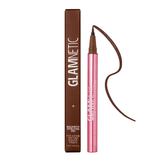 Glamnetic Felt Tip Magnetic Eyeliner Pen - Brown 0.025 fl oz | Brown Smudgeproof & Waterproof Eyeliner Pen, All-Day Hold for Magnetic Eyelashes