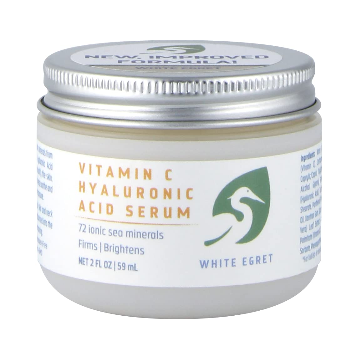White Egret Radiant Glow Hyaluronic Acid Serum with Vitamin C - 2 Fl Oz | Anti-Aging Skincare for Women | Hydrating, Firming, and Brightening Formula Beauty & Personal Care White Egret