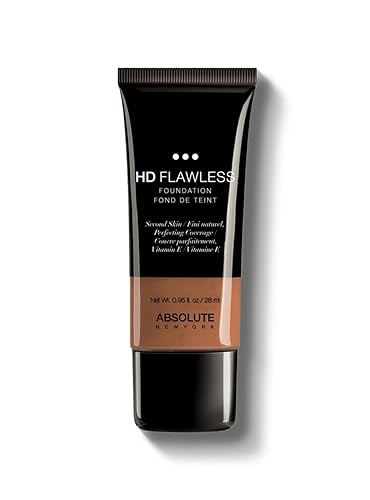 Absolute New York HD Flawless Fluid Foundation, Lightweight and Buildable, Water-Based Liquid Foundation, Healthy Radiance To The Skin (AHDF09